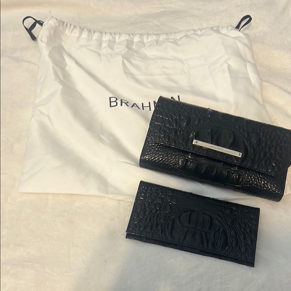 Brahmin Black Crocodile Embossed Wallet
